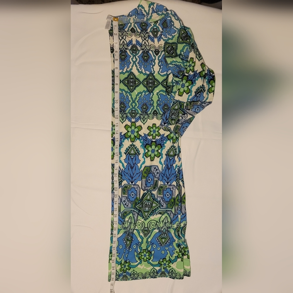 🖤LONDON TIMES SZ 14 Blue and Green Patterned Tunic Dress - Picture 6 of 6